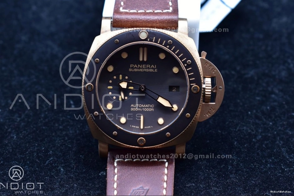 1:1 on VSF SunProtective PAM968 Strap and Brown Clone Calfskin P.9010 Dial Bezel Edition V Best Ceramic 995 Brown Bronzo 0415